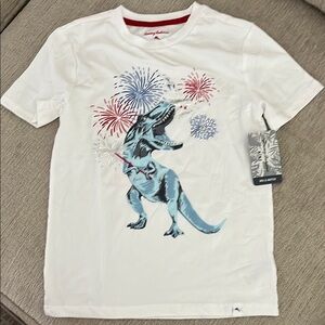 Tommy Bahama White and Blue Dinosaur Fireworks Kids T-Shirt